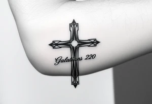 Christian Cross with Galatians 2:20 tattoo idea