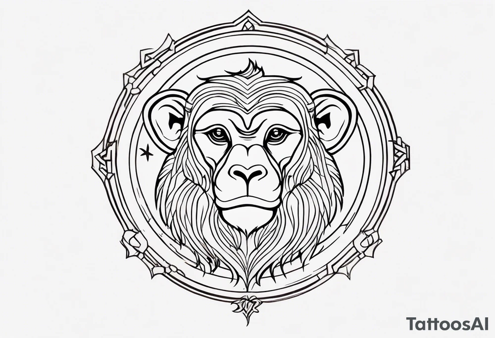 zodiac monkey traditional art tattoo idea