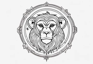 zodiac monkey traditional art tattoo idea