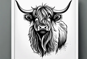 highland cow smiling standing tattoo idea