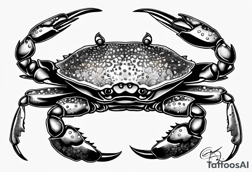 Crabs en blanco en negro con numero 69 tattoo idea