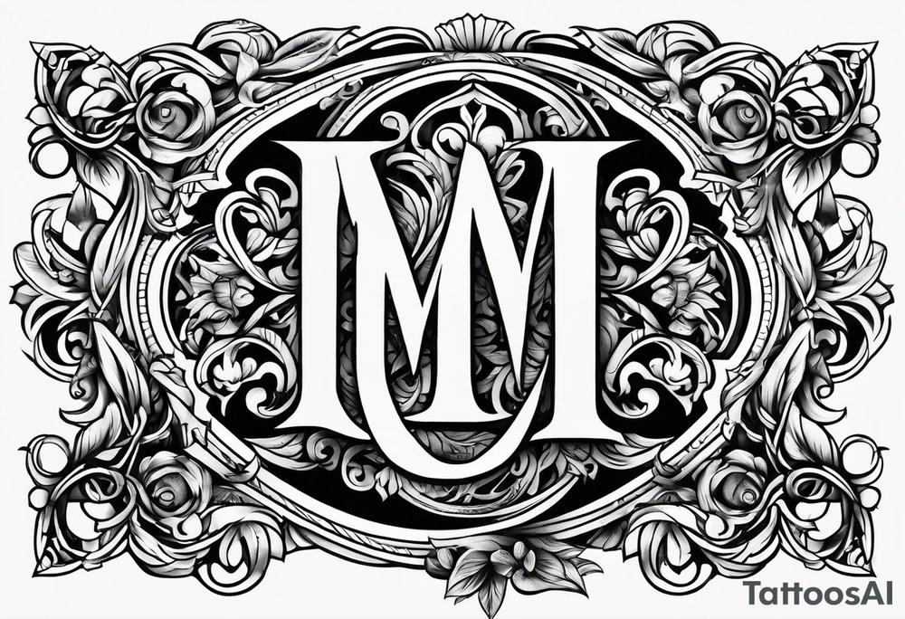 Initials E, M, B interwoven tattoo idea