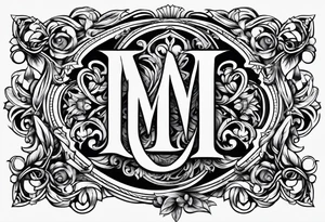 Initials E, M, B interwoven tattoo idea