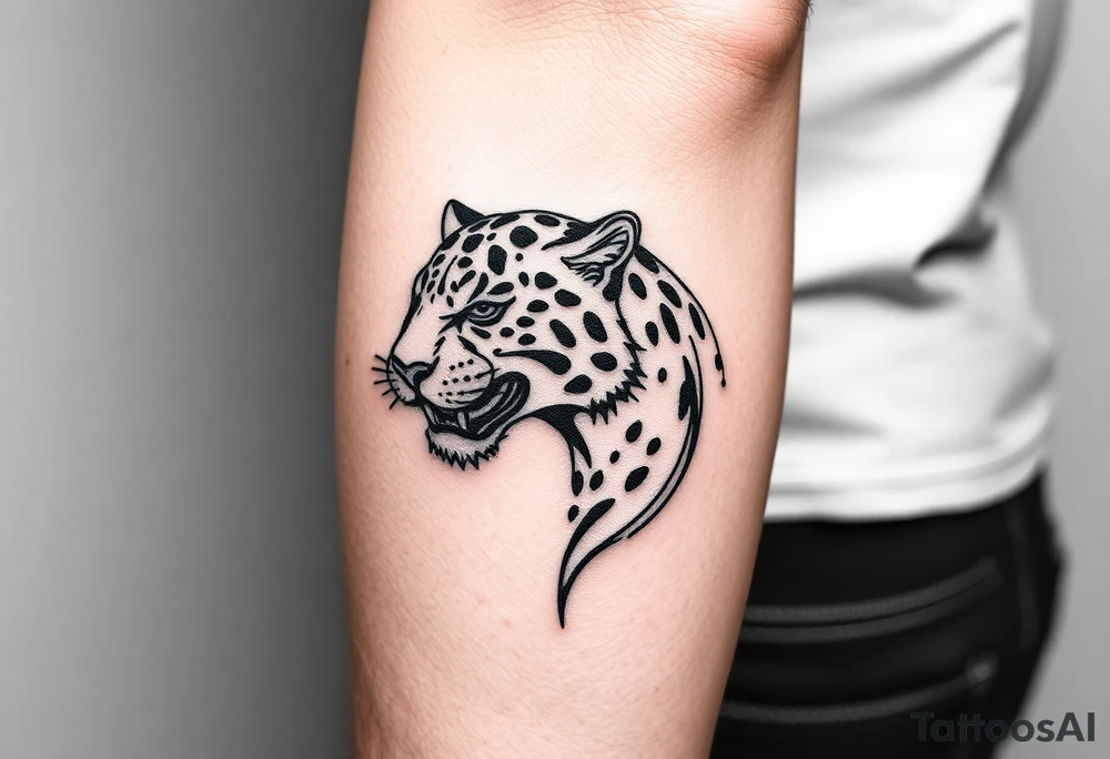 A Christian inspired tattoo with a jaguar tattoo idea