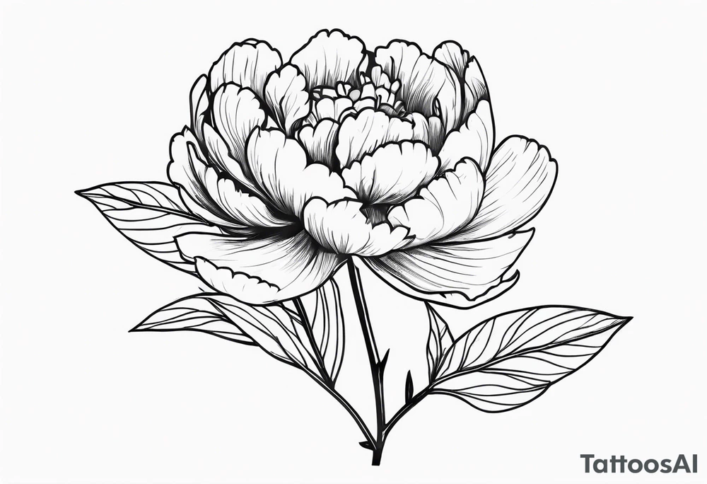 peony with twig tattoo idea