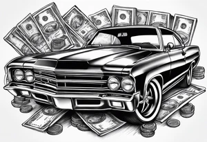 car and money tattoo idea