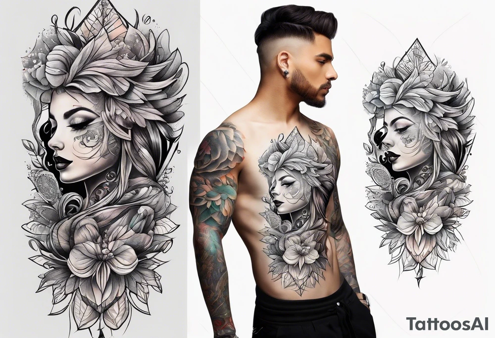 Half sleeve upper arm tattoo idea