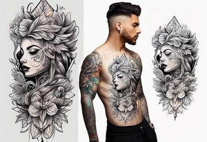 Half sleeve upper arm tattoo idea