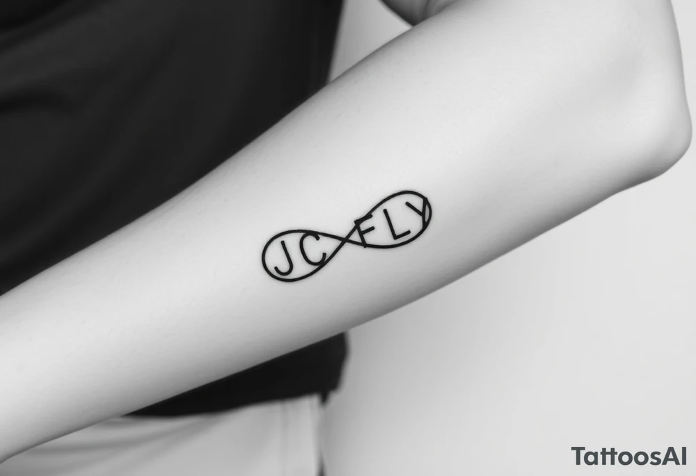 A small tattoo to go on my inner forearm with the letters JCIFLY in an infinity symbol shape more enclosed and smaller tattoo idea
