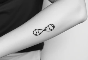 A small tattoo to go on my inner forearm with the letters JCIFLY in an infinity symbol shape more enclosed and smaller tattoo idea
