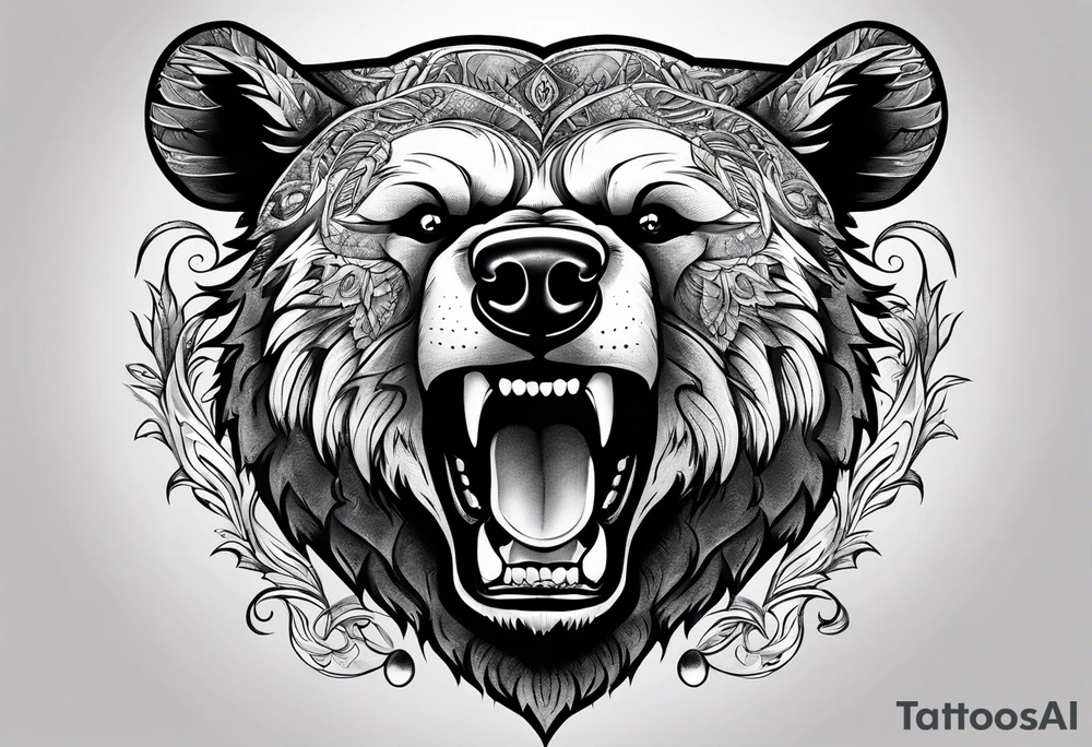 bear showing teeth tattoo idea
