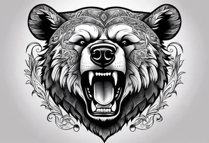 bear showing teeth tattoo idea