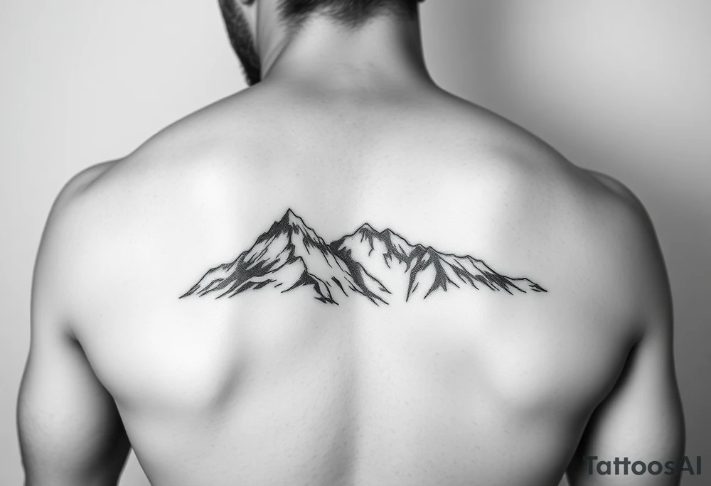 Mountains on arm sleeve snowboarding tattoo idea