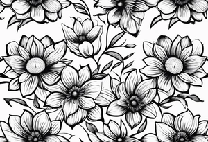 “Produce a series of minimalist flower tattoos, each representing different blooms with a focus on simplicity and beauty.” tattoo idea