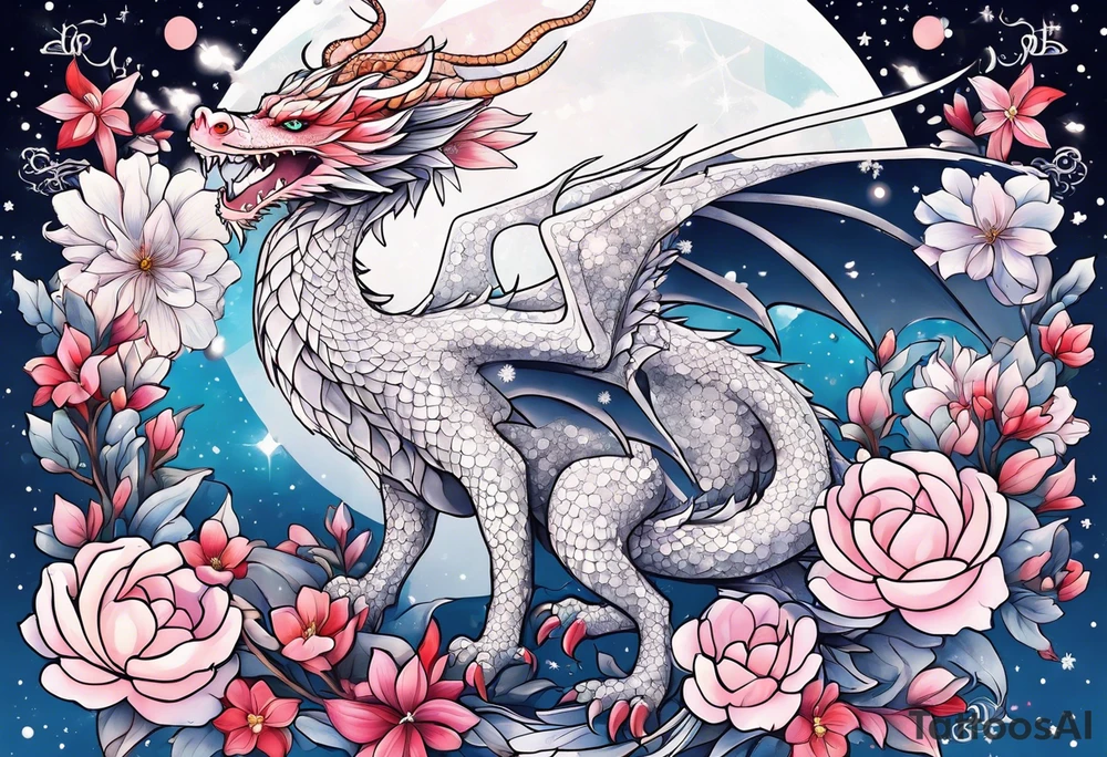 Constellation, wing , snow , cross , dragon female japan kawaii , flower tattoo idea