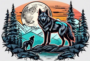 Mountains
Wolf
Forest
Sunset
Moon
Badass tattoo idea