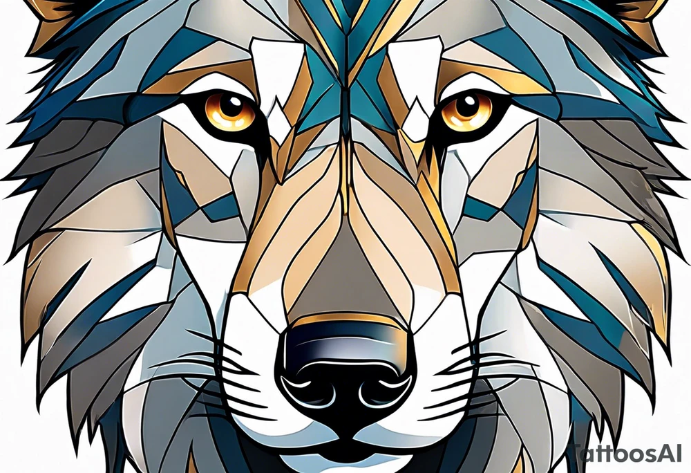 strong wolf gentle eyes tattoo idea