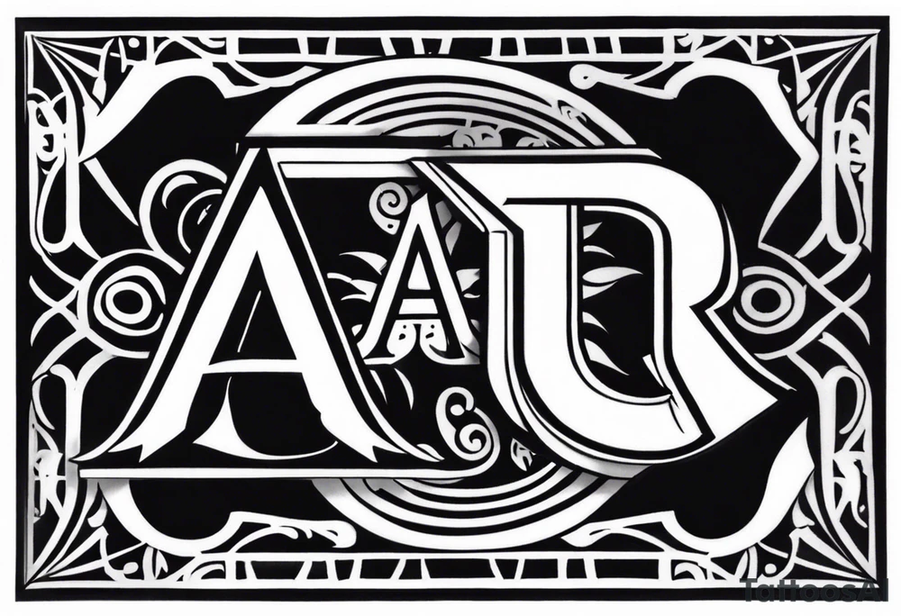 the letters A R in the middle of a ninja headband tattoo idea