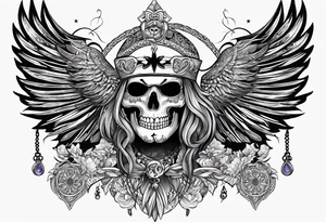 black kali, goddess pirate, pachamama, valkrye, warrior, skull, lotus azul, wing, eagle, zenza resonance, stars tattoo idea