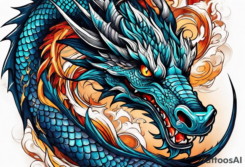 Dragon gets out of skin tattoo idea