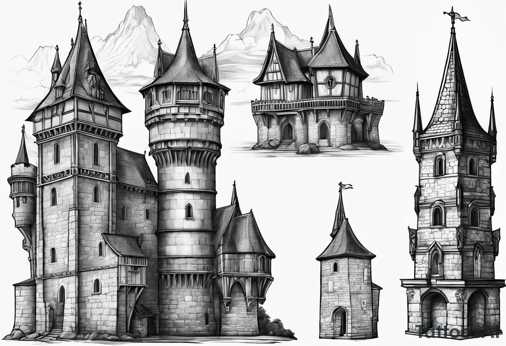 medieval tower tattoo idea