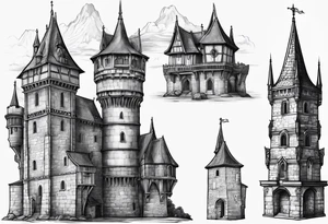medieval tower tattoo idea