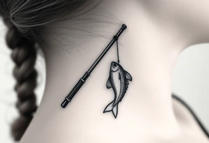 Girly fishing rod with something showcasing South Carolina dangling from it tattoo idea