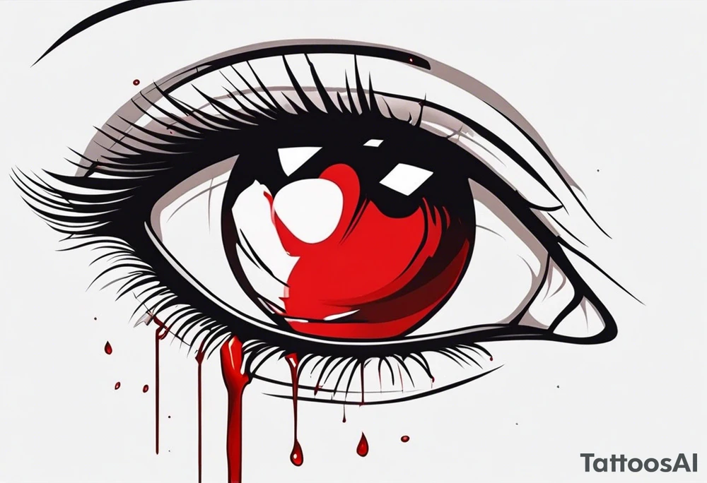 Bloody tear flow to down from eye sleeve tattoo tattoo idea