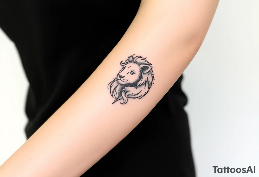 minimalist lion on female forearm tattoo idea