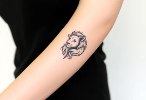 minimalist lion on female forearm tattoo idea