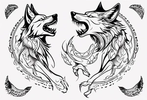 stick figures of two wolves dancing tattoo idea