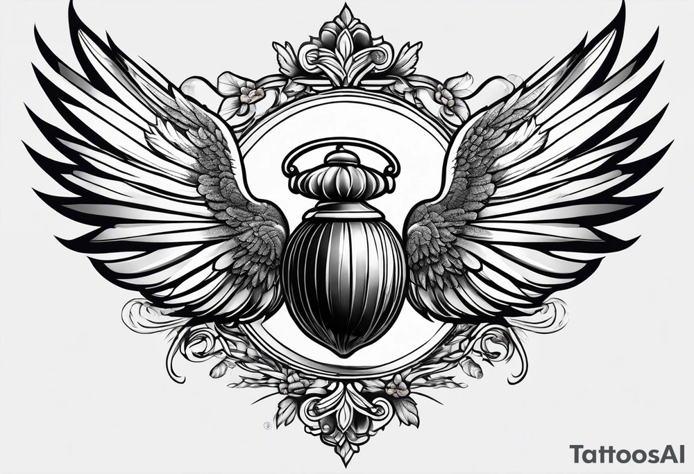 Acorn with angel wings tattoo idea
