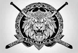 Valhalla  sword shield axe Valknut  dragon lion tattoo idea