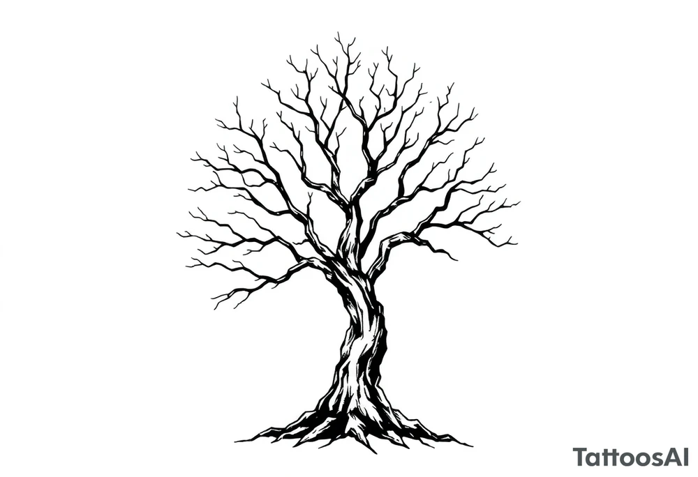 minimalist tree tattoo with 6 branches tattoo idea