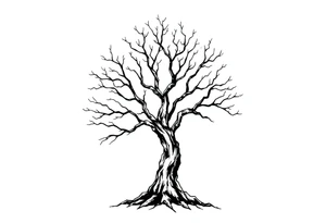 minimalist tree tattoo with 6 branches tattoo idea