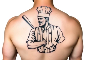 Culinary chef wearing a baseball outfit tattoo idea