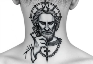 russian christian orthodox jesus xristos holding the russian orthodox thurible chains tattoo idea