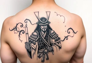 historical japan samura with candles tattoo idea