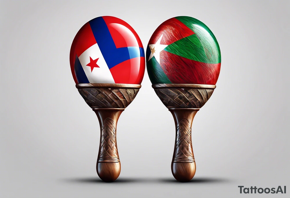 2 colorfull maracas with Cuban flag tattoo idea