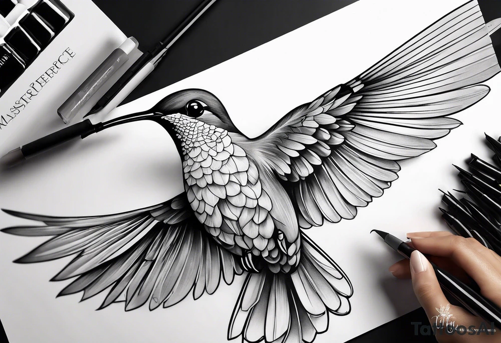 hummingbird lines arm tattoo tattoo idea