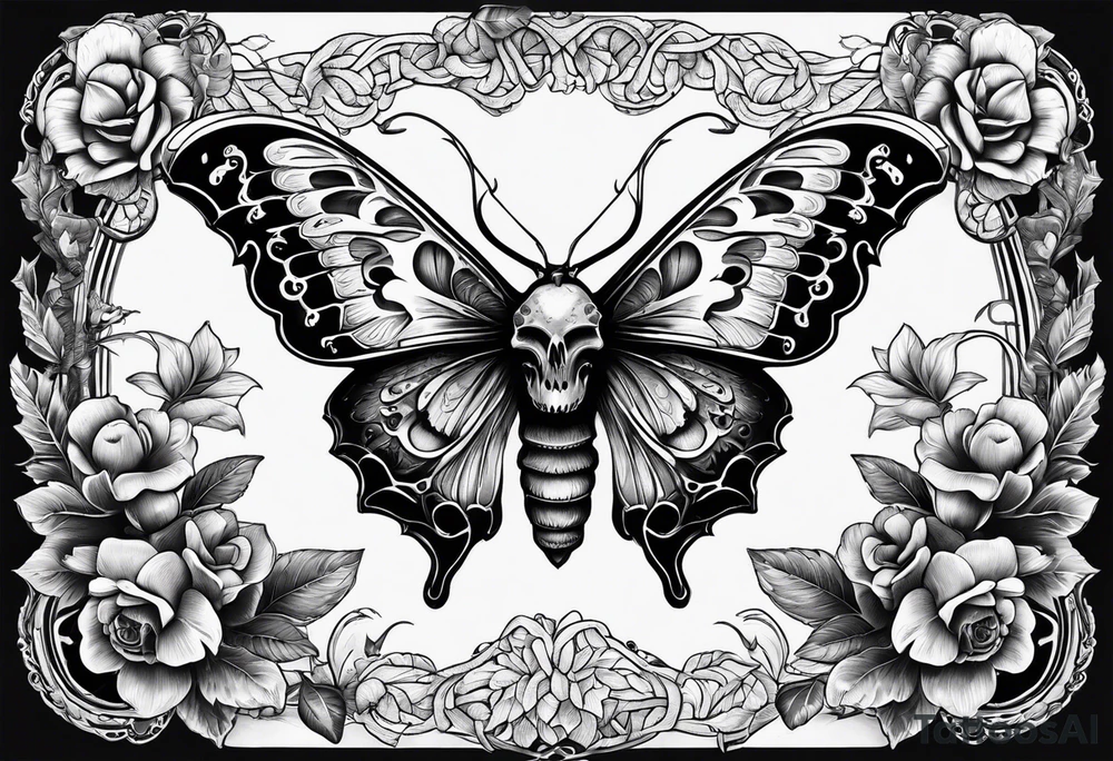 Death moth with rams skull tattoo idea