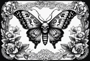 Death moth with rams skull tattoo idea