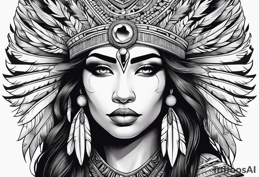 beautiful, kali, valkrye, goddess, native american, chest, left looking, wing tattoo idea
