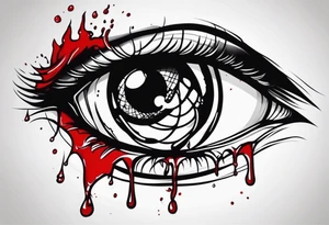 Bleeding tear drain to down from red eye sleeve tattoo design tattoo idea