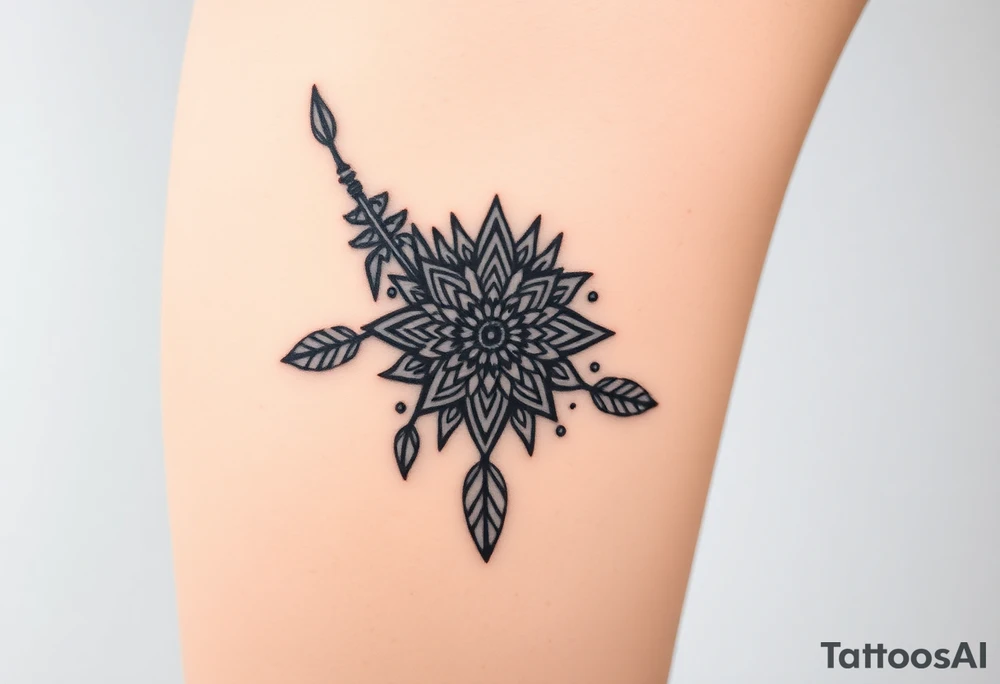 spiritual feather indian mandala shaman tattoo idea