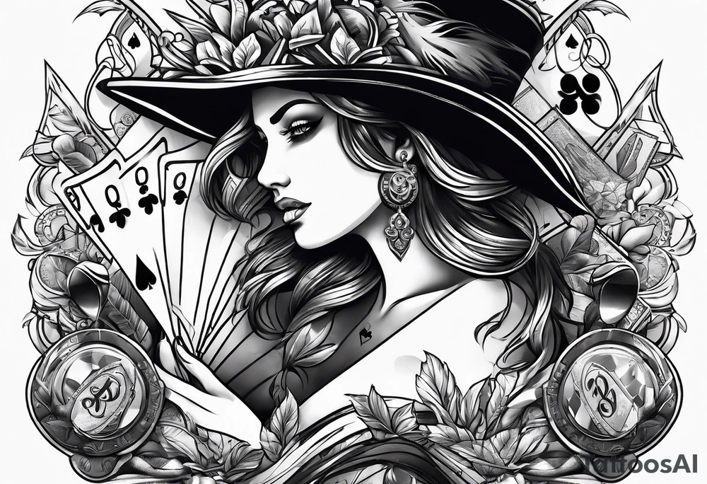 spades and dice and money tattoo idea