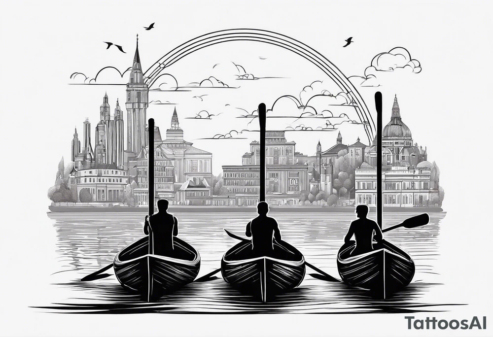 many rower silhouette tattoo idea