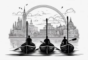 many rower silhouette tattoo idea