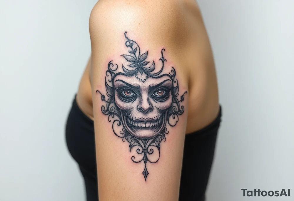 Gauze, frosted, white, black, ink wash blending, killing one person in ten steps, leaving no trace for thousands of miles, shimmering light, Nanke, shallow singingNegative Spell: Repetitive Elements, Ugly Face tattoo idea