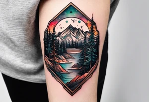 Wilderness mountains tattoo idea